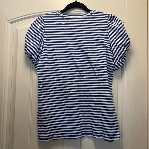 Banana Republic Women’s Designer Tee Cotton Modal Striped Top Size S‎ Blue White - Picture 3 of 3